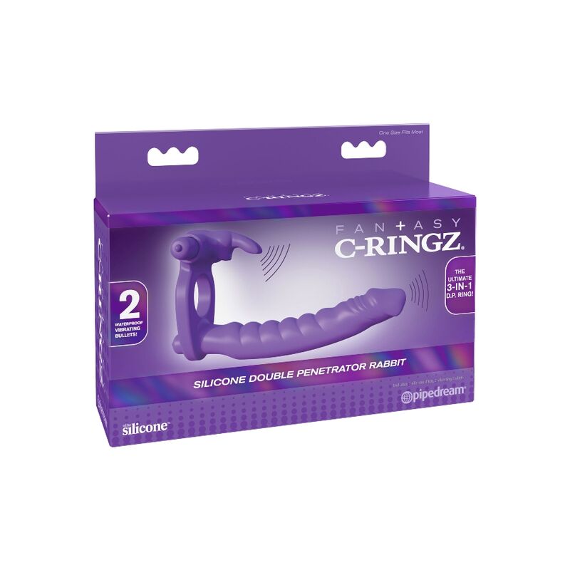 Anneau Vibrant Double Pénétration Silicone Rabbit - Fantasy