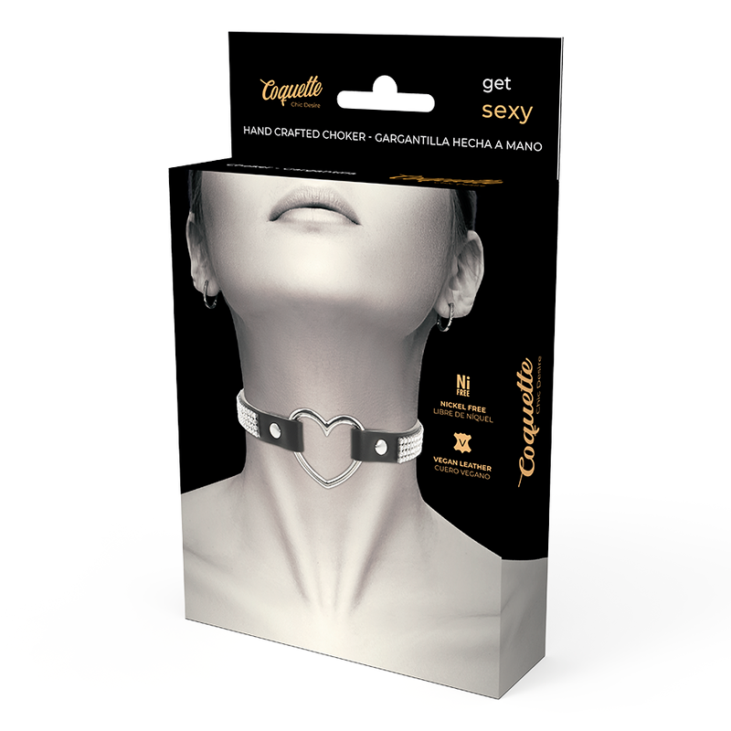 Collier BDSM Ras de Cou Cuir Végan Cœur - Coquette Chic