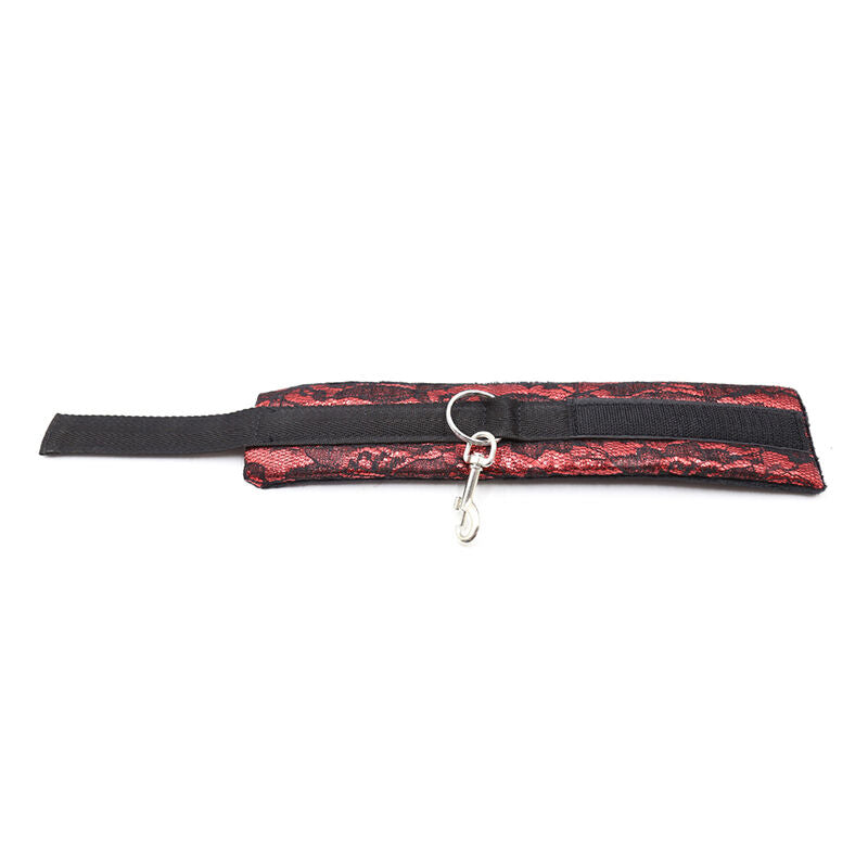 Menottes en velours avec ruban nylon rouge et noir - Ohmama - OHMAMA FETISH
