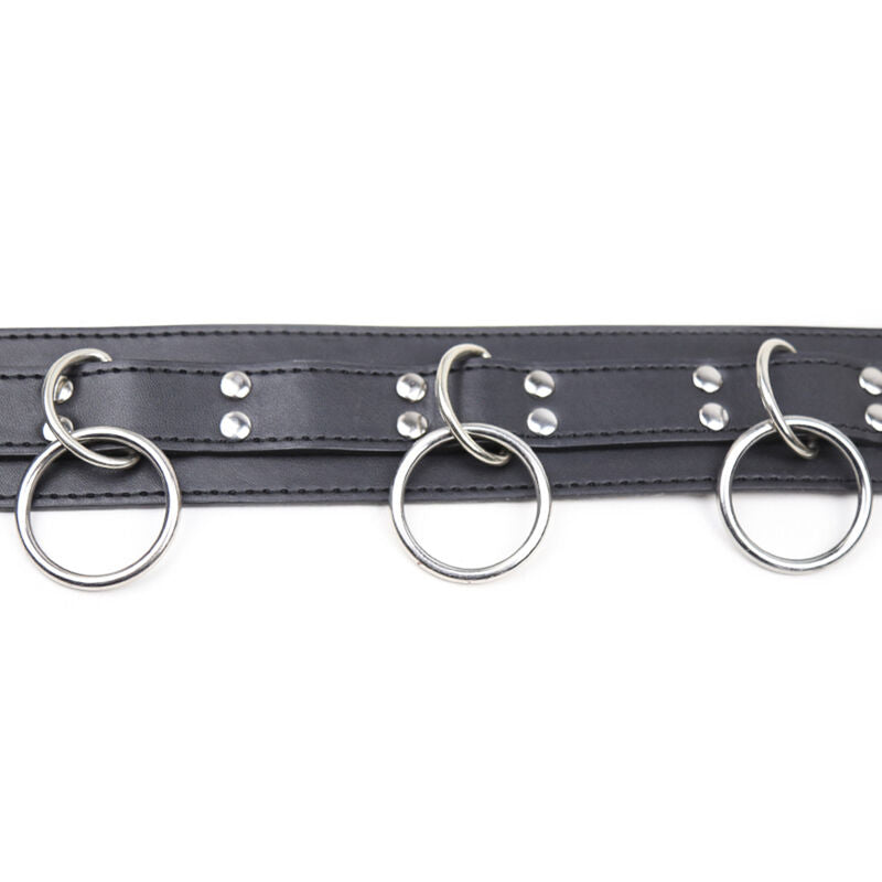 Ohmama fetish - collier de soumission avec 3 anneaux