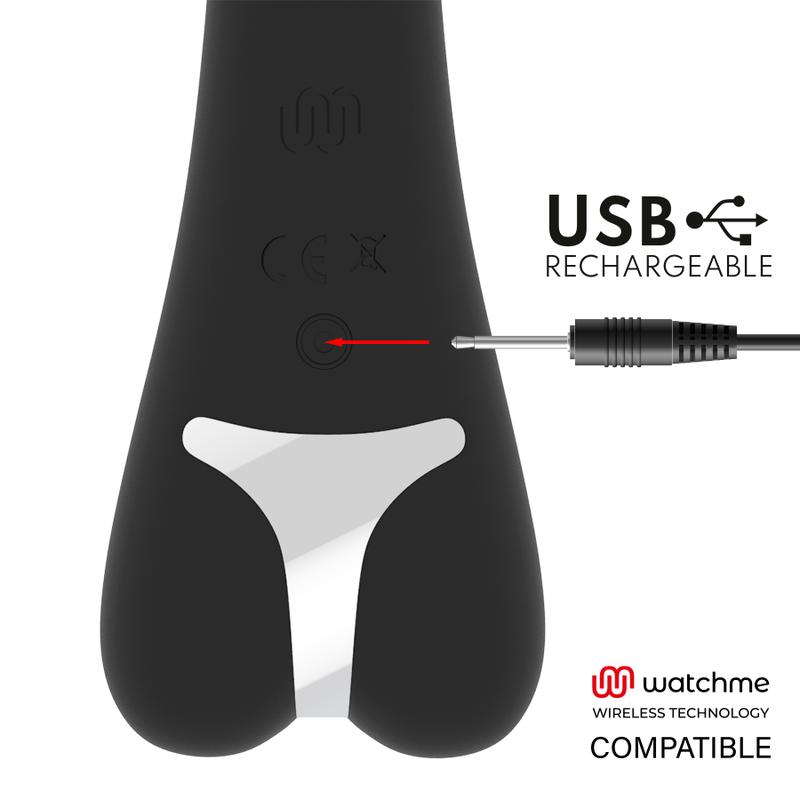 Vibrateur Ryan Noir et Argent Compatible Watchme - Brilly Glam