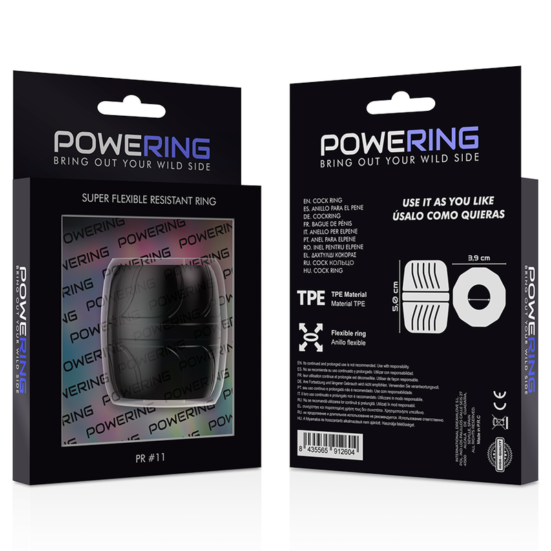 Anneau pénien super flexible PR11 5 cm noir - Powering - POWERING