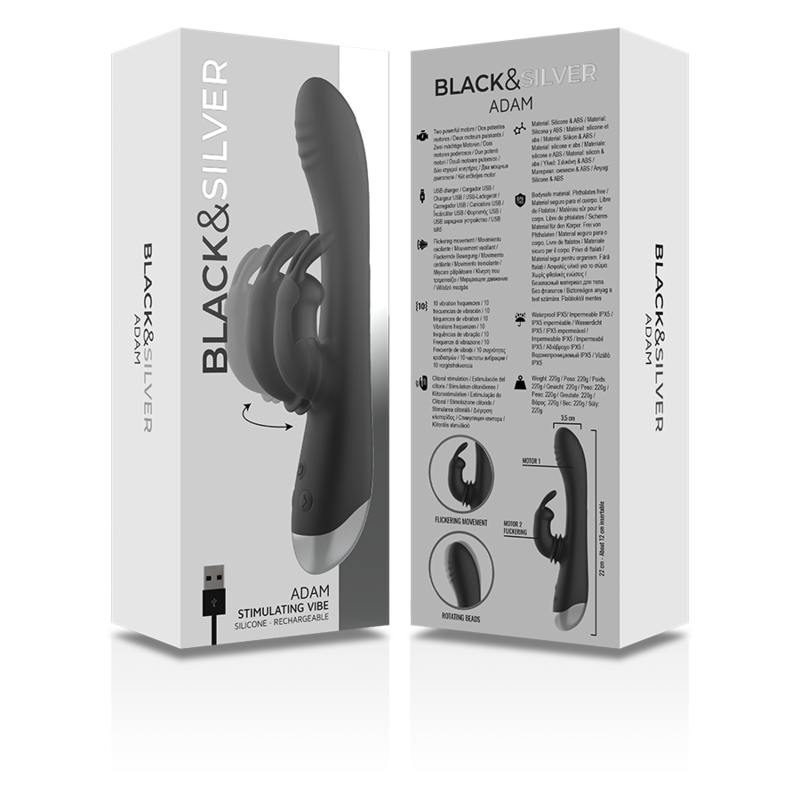 Stimulateur Rabbit Adam Rechargeable Noir - Black&Silver