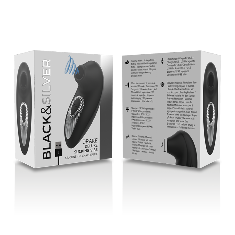 Stimulateur Clitoridien Drake Deluxe Sucking Vibe Noir - Black&Silver