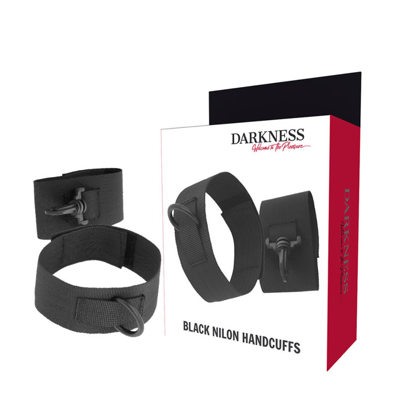 Darkness – Menottes BDSM en nylon noir pour débutants