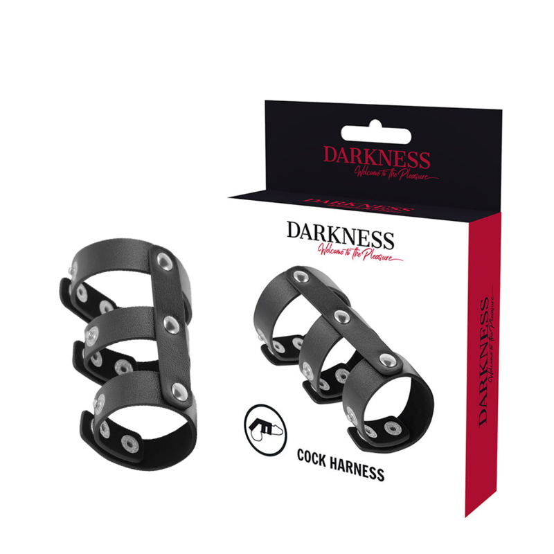 Cockring Double Anneau Pénis Testicules Cuir - Darkness - Darkness