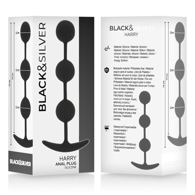 Chapelet Anal Harry 3 Sphères Silicone 14cm - Black&Silver