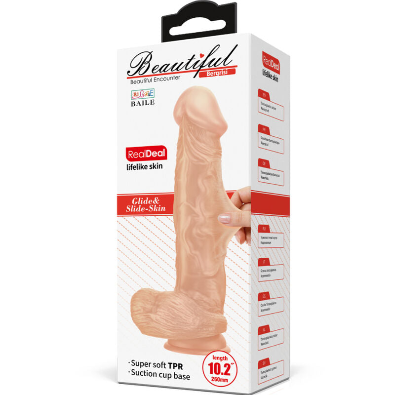 Baile - Gode Ultra Réaliste avec ventouse Effet Peau - 26 cm