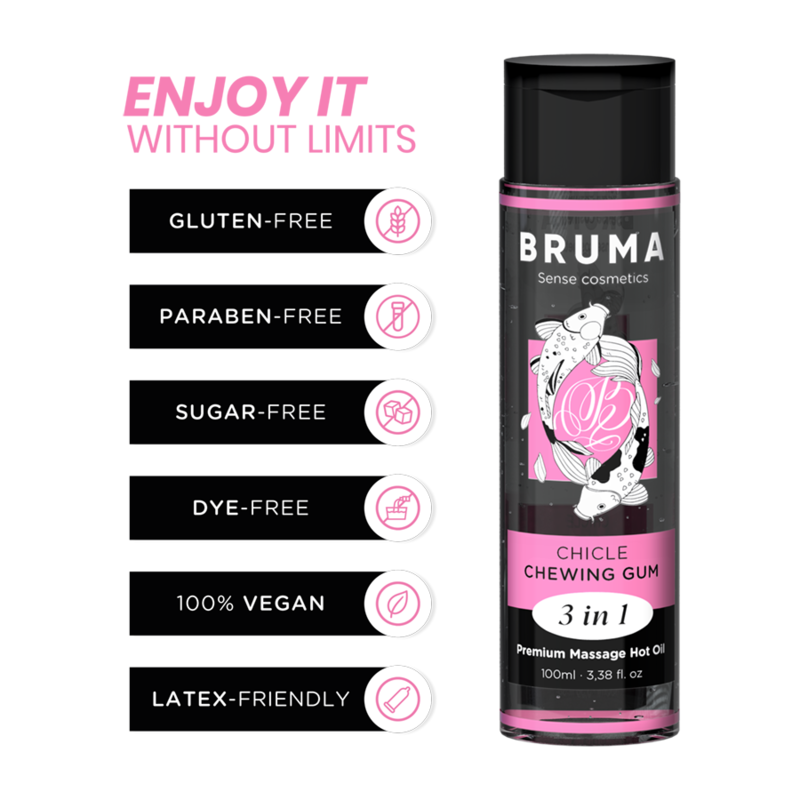 Huile de Massage Chauffante Bruma Saveur Bubblegum - Bruma