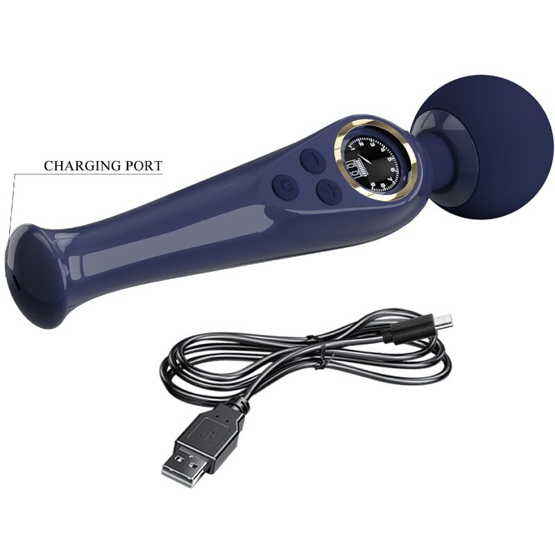 Stimulateur Wand Skyler 10 Modes de Vibration Bleu - Pretty Love - PRETTY LOVE LED
