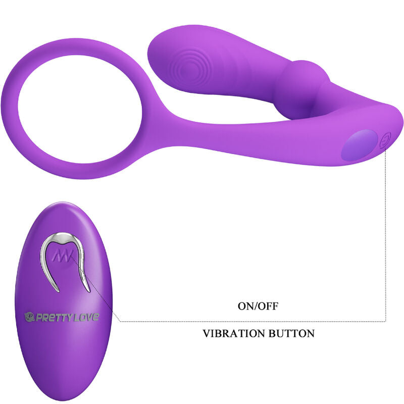 Anneau Pénien Warren Vibrant avec Plug Anal Violet - Pretty Love - PRETTY LOVE BOTTOM