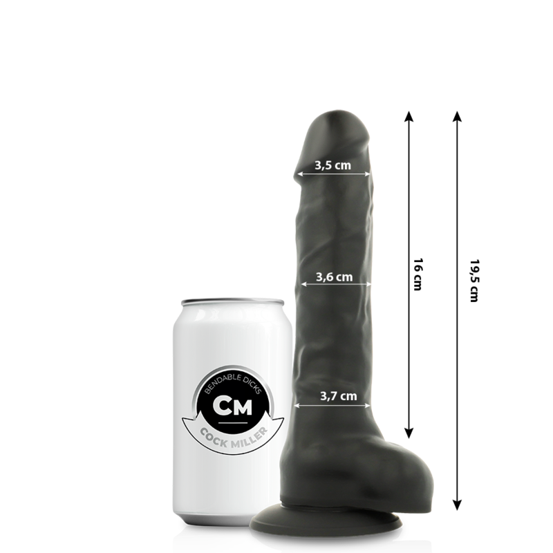 Gode Réaliste Cock Miller Articulable Noir 19,5cm - CockMiller