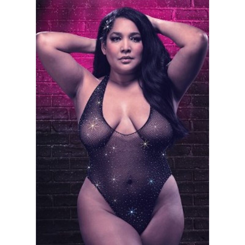 Body Sexy Radiance Deep V Grande Taille Strass - CalExotics