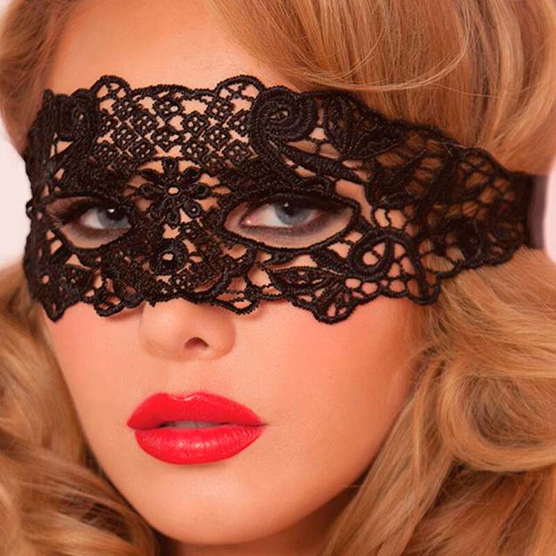 Masque Érotique en Dentelle Noire - Queen Lingerie - QUEEN LINGERIE