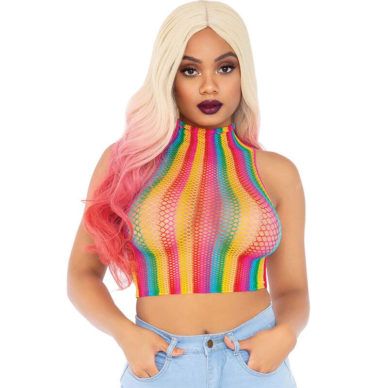 Haut Résille Rainbow Net Multicolore Taille Unique - Leg Avenue