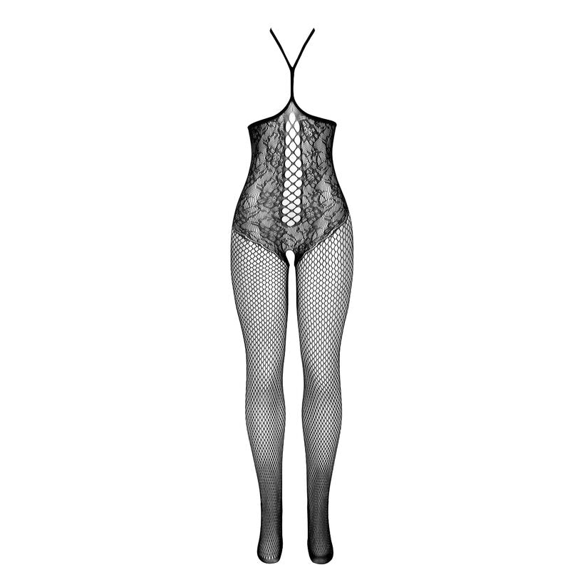 Bodystocking Résille Ouvert Col Licou Noir - Subblime - SUBBLIME BODYSTOCKINGS