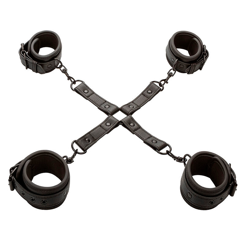 Kit Hogtie Connecteur en X Cuir Noir Ajustable - Calexotics