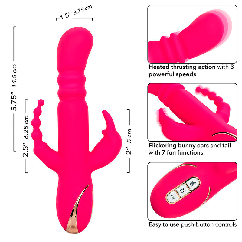 Vibromasseur Rabbit Jack Fantasy Triple Chauffant Rose - Calexotics