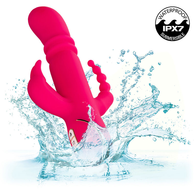 Vibromasseur Rabbit Jack Fantasy Triple Chauffant Rose - Calexotics