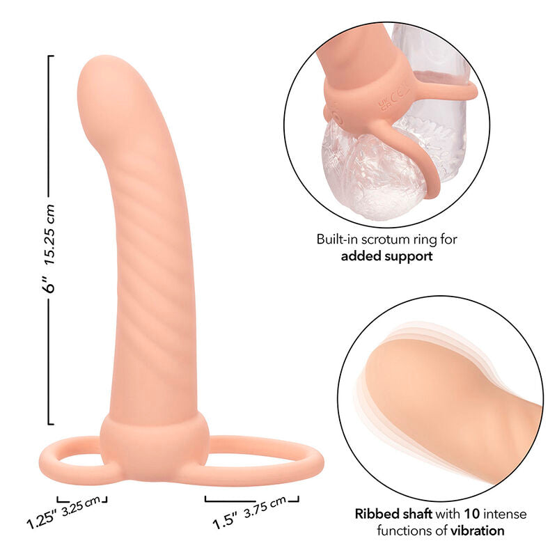Pénétrateur Double Vibrant Maxx Nervuré Flesh - Calexotics