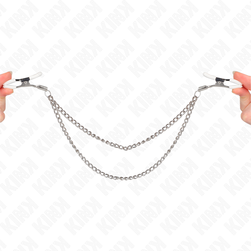 KINK – Pinces à tétons réglables blanches avec chaîne