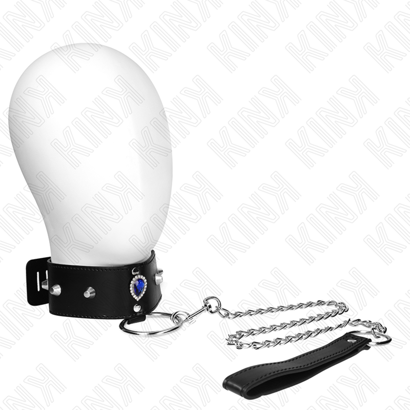 Collier BDSM avec Bracelet 65cm Diamants Bleus - Kink - KINK COLLAR & GAG