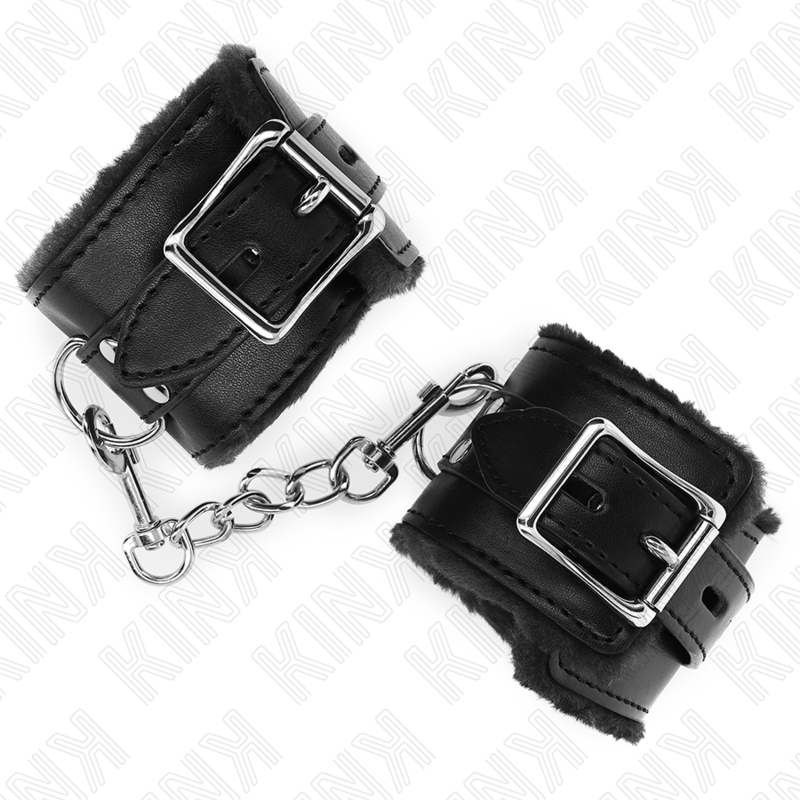 Menottes Poignets Fourrure Noire Réglables 17-29cm - Kink - KINK WRIST RESTRAINT
