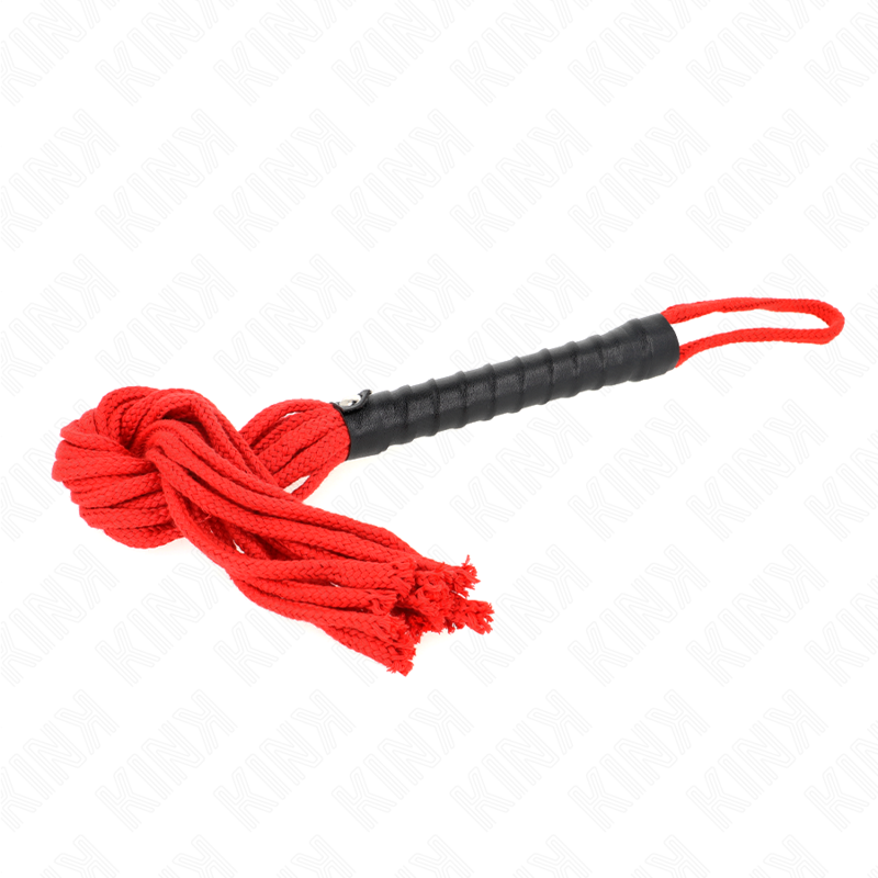 KINK - Mini Fouet BDSM avec Corde Rouge - 56 cm