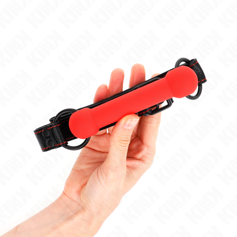 Gag à Embout Os Sangle Cuirette Rouge Ajustable - KINK