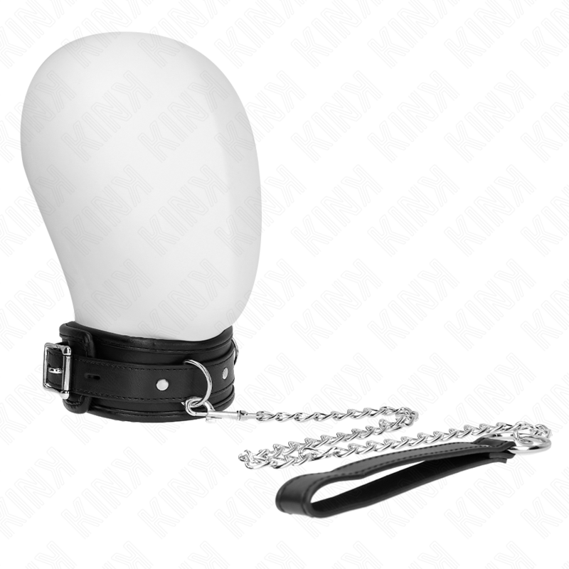 Collier BDSM Basic avec Laisse 65cm Noir - KINK - KINK COLLAR & GAG