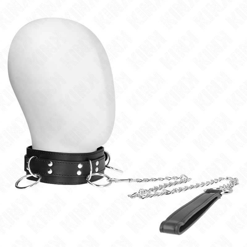 Collier BDSM Esclavage 3 Anneaux avec Sangle 80cm - KINK - KINK COLLAR & GAG