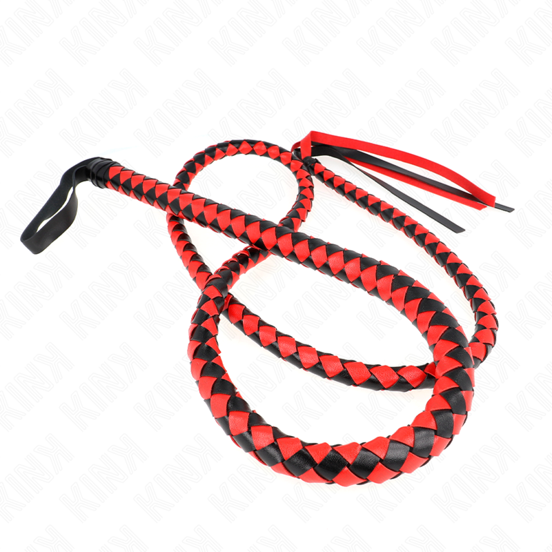KINK - Fouet BullWhip BDSM Rouge et Noir - 210 cm