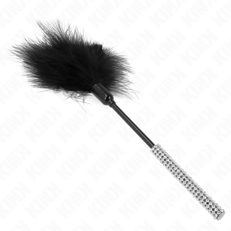 Plumeau Érotique Plumes Chatouilles Manche Strass 27cm - Kink - KINK IMPACT & TOUCH