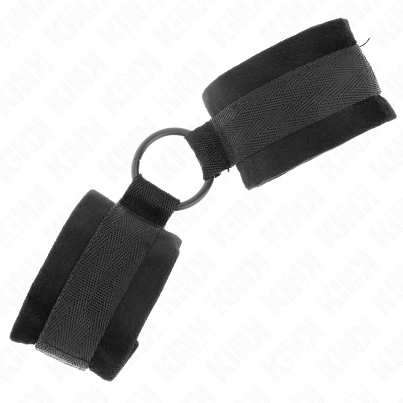 Manchettes BDSM Fourrure Débutant Noir Ajustable - Kink - KINK WRIST RESTRAINT