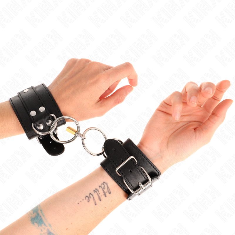 Menottes Cuir Joint Torique Verrouillées Noires - Kink - KINK WRIST RESTRAINT
