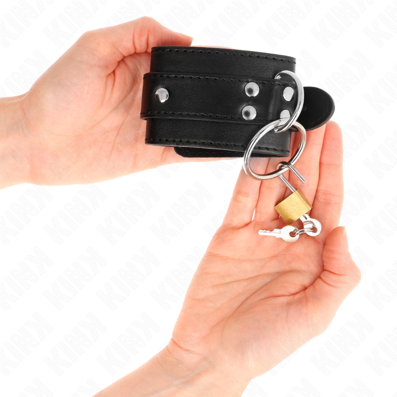 Menottes Cuir Joint Torique Verrouillées Noires - Kink - KINK WRIST RESTRAINT