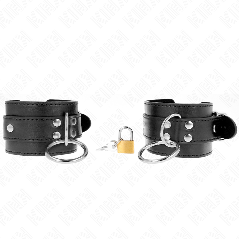 Menottes Cuir Joint Torique Verrouillées Noires - Kink - KINK WRIST RESTRAINT