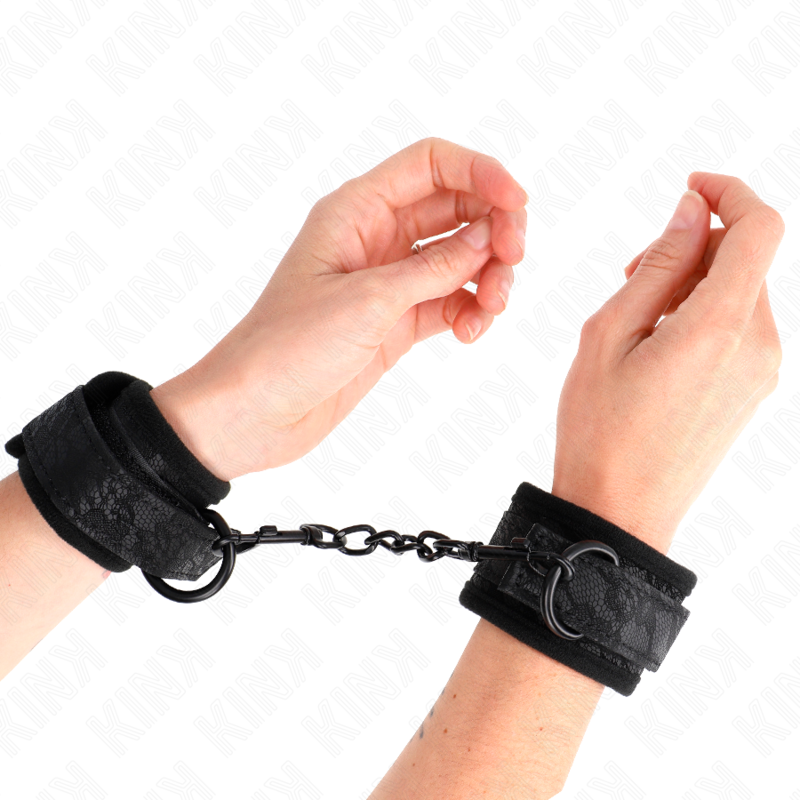 Menottes Néoprène Dentelle Noires Ajustables - KINK - KINK WRIST RESTRAINT