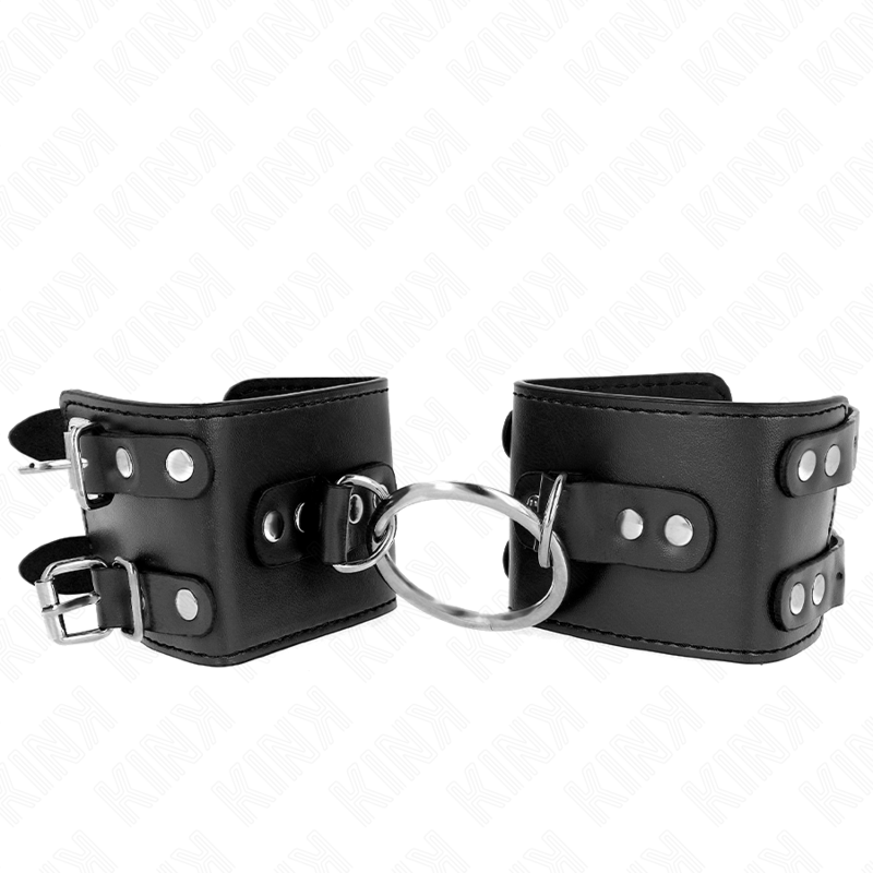 Bracelets BDSM Fixes avec Anneau et Clous Noir - KINK - KINK WRIST RESTRAINT