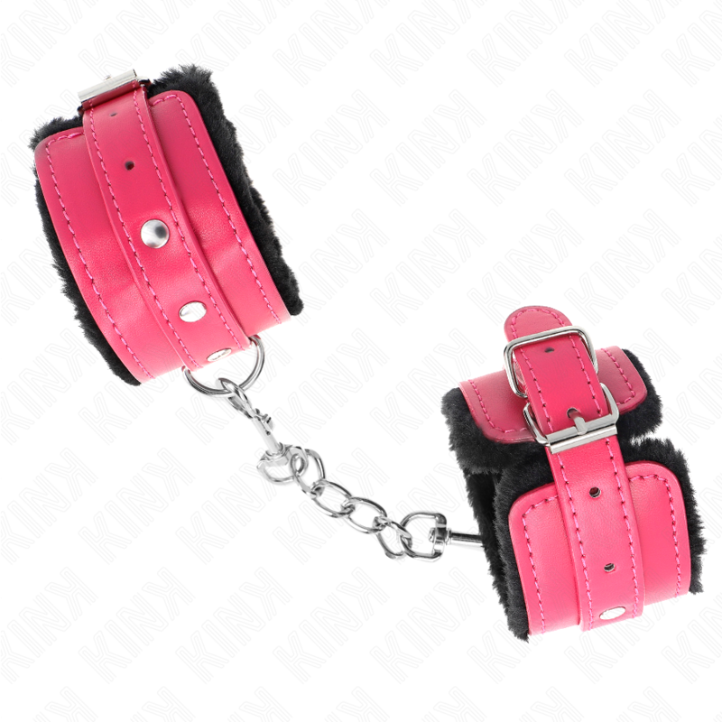 Menottes Poignets Fourrure Premium Noir Rose - KINK - KINK WRIST RESTRAINT