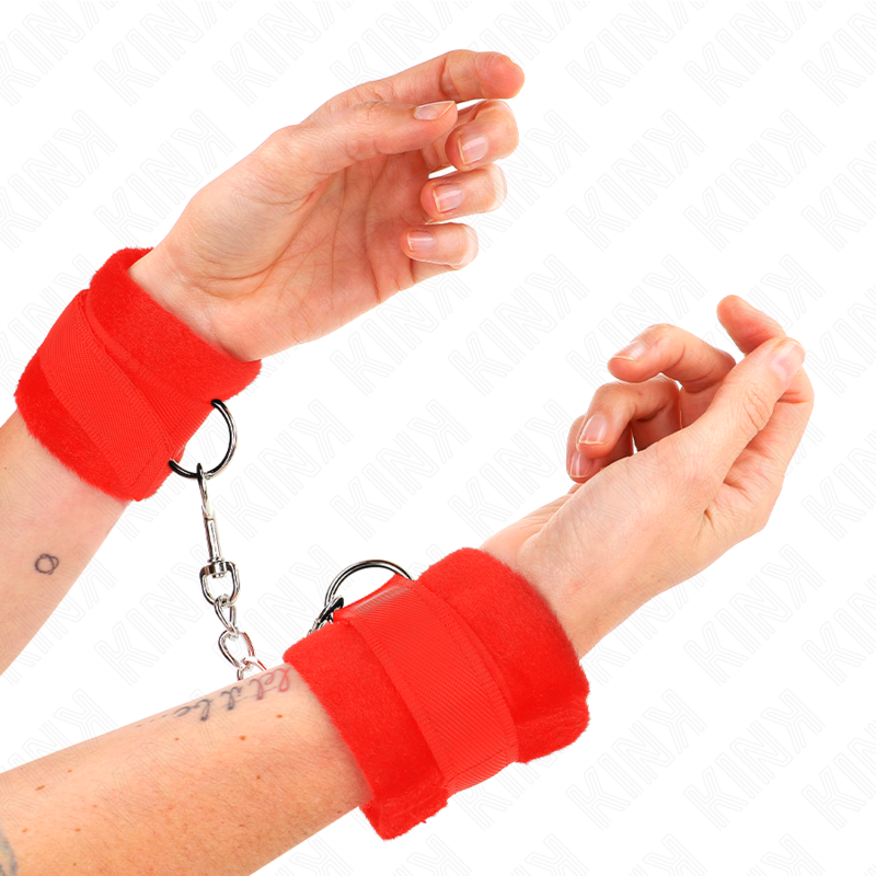 Menottes Fourrure Débutant Rouge 30x7cm - KINK - KINK WRIST RESTRAINT