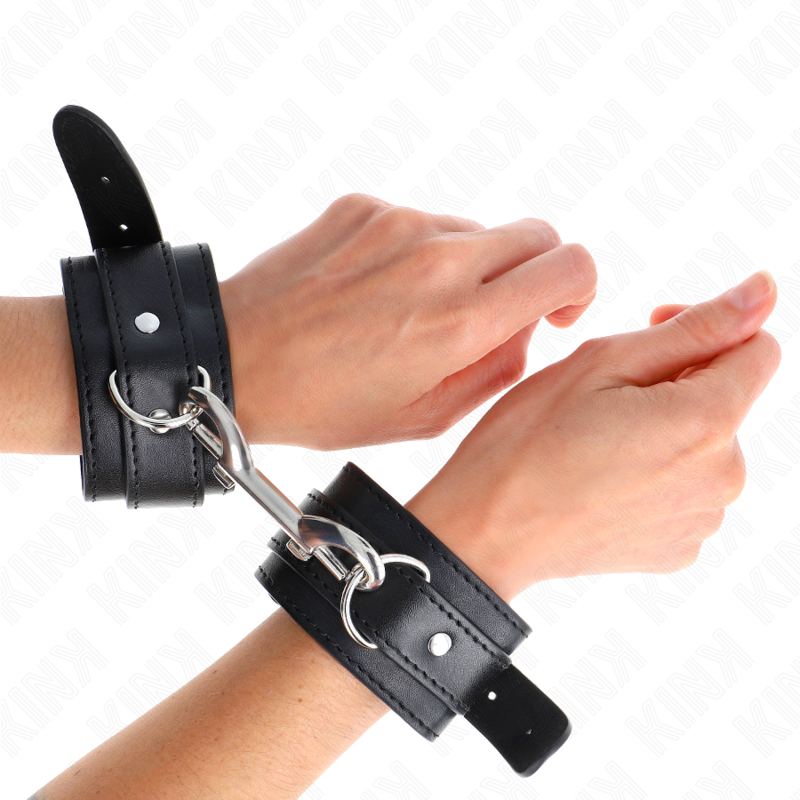 Bracelets de Contrainte Cuir Rivets Noir Ajustable - KINK - KINK WRIST RESTRAINT
