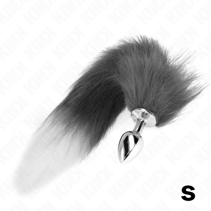 Plug Anal Queue de Renard Gris et Blanc Synthétique 40 cm Taille S - KINK