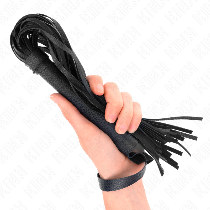 KINK - Fouet BDSM en Simili Cuir Noir - 43,5 cm