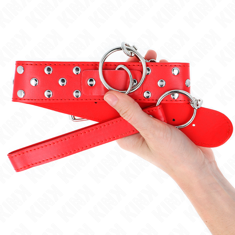 Collier BDSM Rivet Anneau Rouge 65 cm Ajustable - KINK - KINK COLLAR & GAG