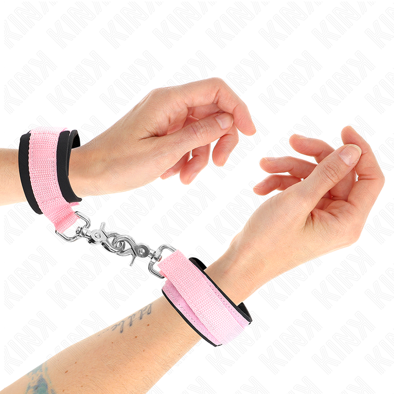 Bracelets BDSM Néoprène Rose Réglables 22-34cm - KINK - KINK WRIST RESTRAINT