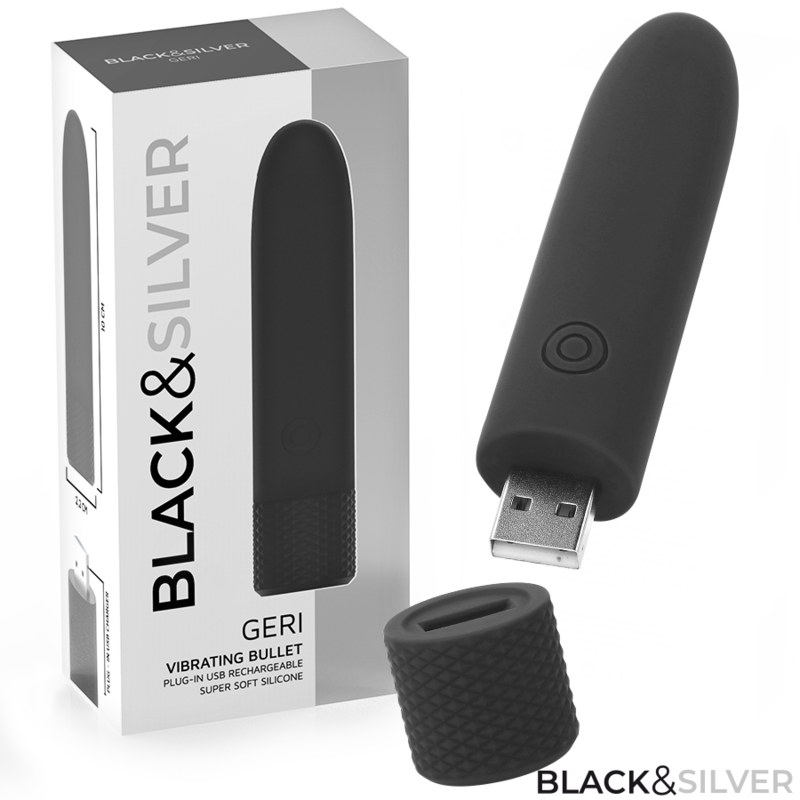 Bullet Vibrant Geri Rechargeable USB 8 Vibrations Noir - Black & Silver