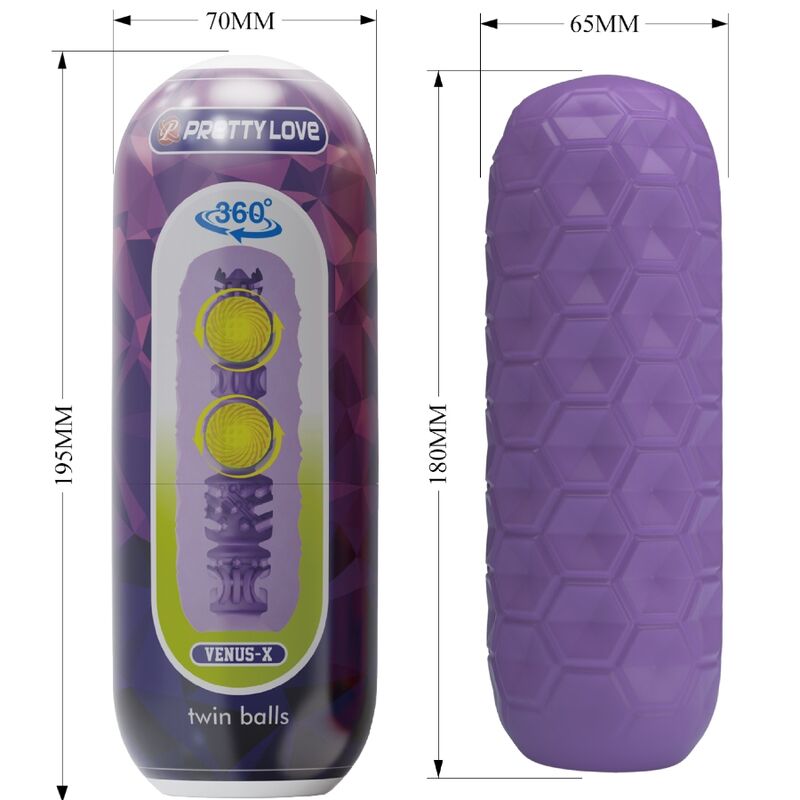 Masturbateur Masculin Pretty Love Deux Boules Violet
