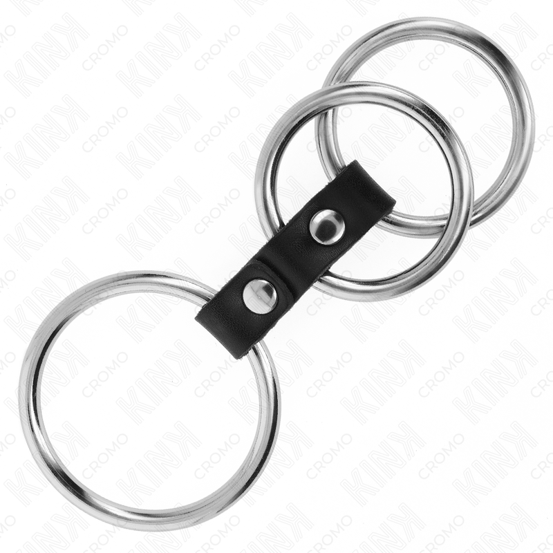 Anneau pénien triple métal 3,7-5 cm avec cuir - Kink - KINK RING POWER