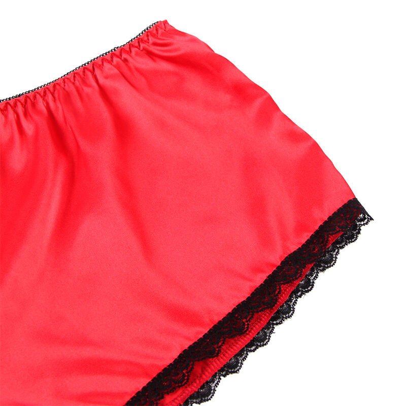 Chemisier de nuit soie et dentelle + culotte rouge S/M - Subblime